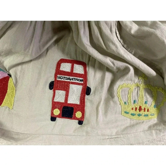 MINI BODEN size 7/8 Girls Tan Embroidered Vacation pull on skirt Lined - Picture 8 of 11
